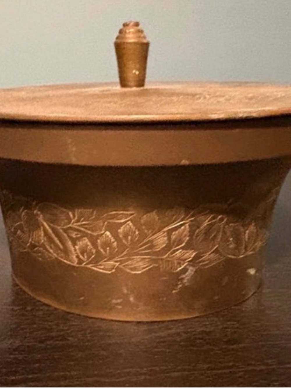 Vintage Floral Etched Bronze Dish